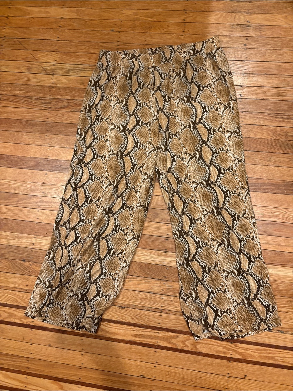 H&M Snake Print Boot Cut Pants in Tan and Black